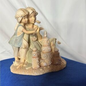 Coastal Beach Decor, Children Building Sand Castle”